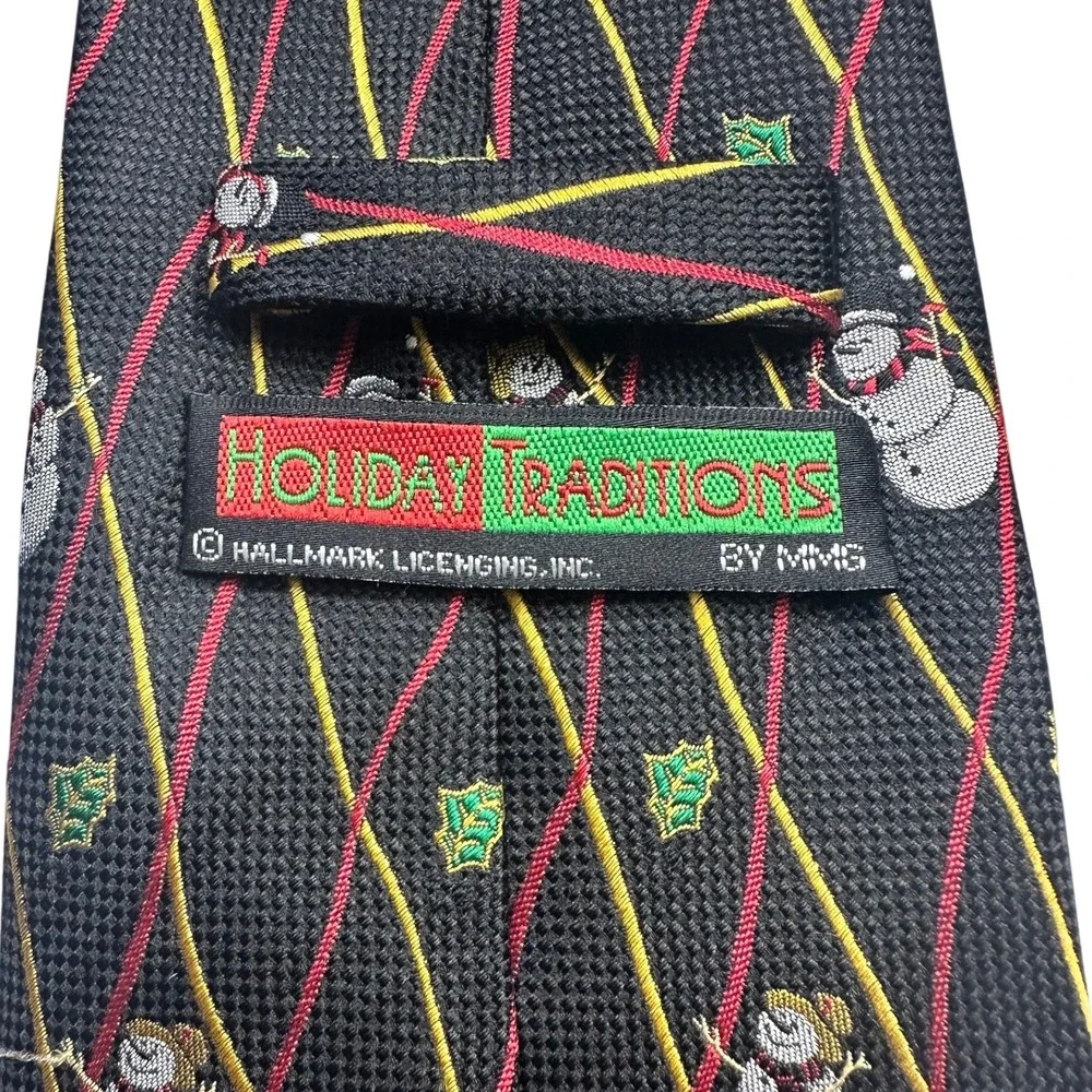 Holiday Traditions All Silk Hand Made Snowman Holly Christmas Necktie‎